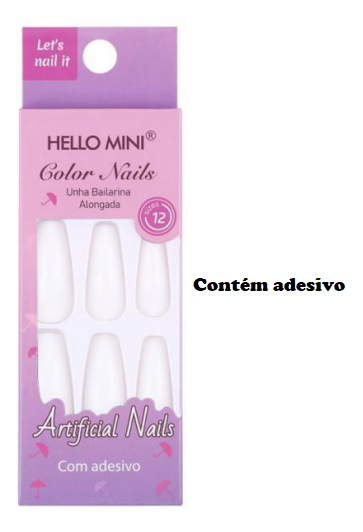 OY1126-1 UNHA POSTIÇA C/12 UN HELLO MINI (COM ADESIVO)
