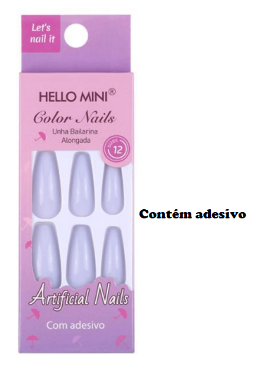 OY1126-13 UNHA POSTIÇA C/12 UN HELLO MINI (COM ADESIVO)