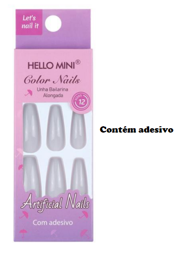 OY1126-15 UNHA POSTIÇA C/12 UN HELLO MINI (COM ADESIVO)