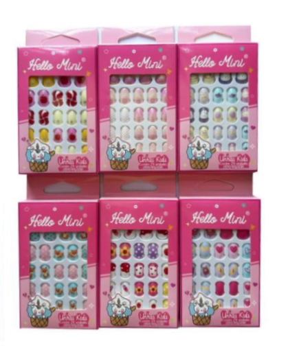 OY1179-2 KIDS UNHA POSTIÇA AUTOCOLANTE C/24 UN HELLO MINI