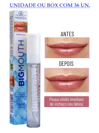 PH008 - BIG MOUTH INCOLOR 4ML PHALLEBEAUTY (UNIDADE OU BX/36 UN.)
