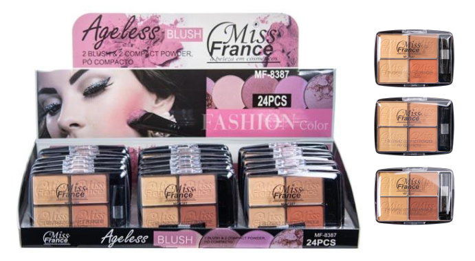 MF-8387 KIT MAQUAGEM 2 BLUSH 2 PÓ COMPACTO MISS FRANCE BX/24 UN
