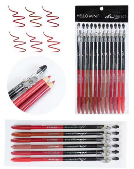 Y355-3 LAPIS DE OLHO E BOCA DUO C/ APONT. CT/12 UN HELLO MINI 