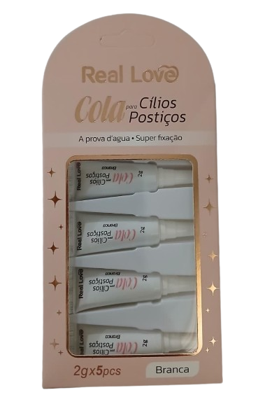 VCO-08 COLA P/ CILIOS POSTIÇOS BRANCA 5 PCS REAL LOVE