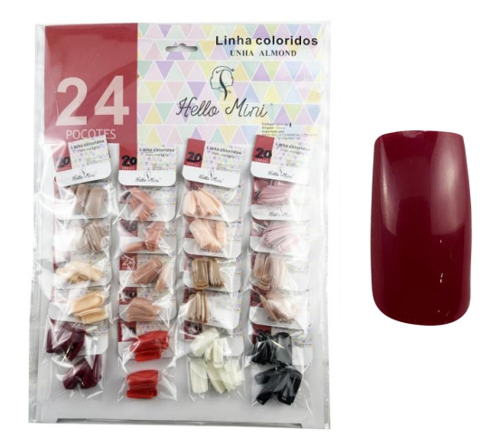 OY1184-1 UNHA POSTIçA COLORIDA CT/24 UN HELLO MINI