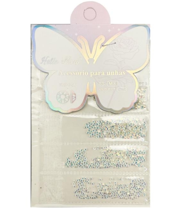 OY1282 STRASS P/ UNHAS TRANSPARENTE HELLO MINI
