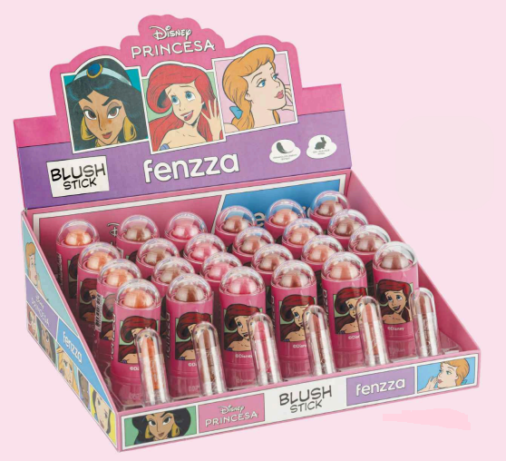 DIS110 BLUSH STICK PRINCESAS FENZZA BX/ 24UN
