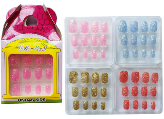 OY452 - UNHA POSTICA COM GLITTER AUTOCOLANTE KIDS/ UN