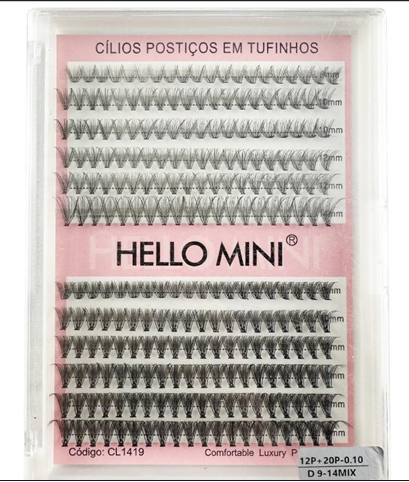 CL1419 CILIOS POSTICOS EM TUFINHO 12P-20P HELLO MINI