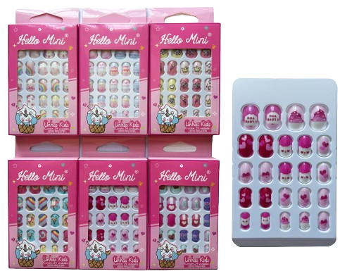 OY1179-1 UNHA KIDS AUTOCOLANTE C/12 PCS HELLO MINI