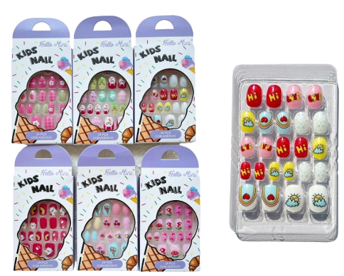 OY2300-1 UNHA KIDS COM ADESIVO C/ 24PCS HELLO MINI