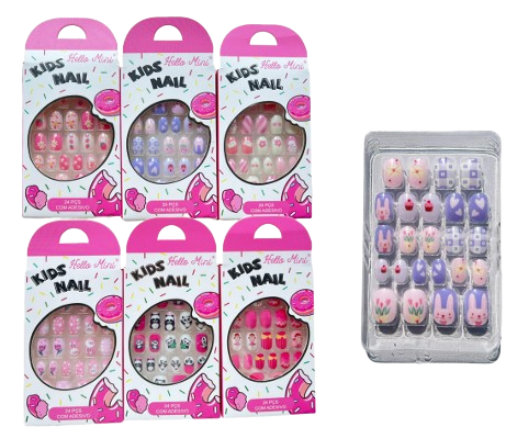 OY2300-2UNHA KIDS COM ADESIVO C/ 24PCS HELLO MINI