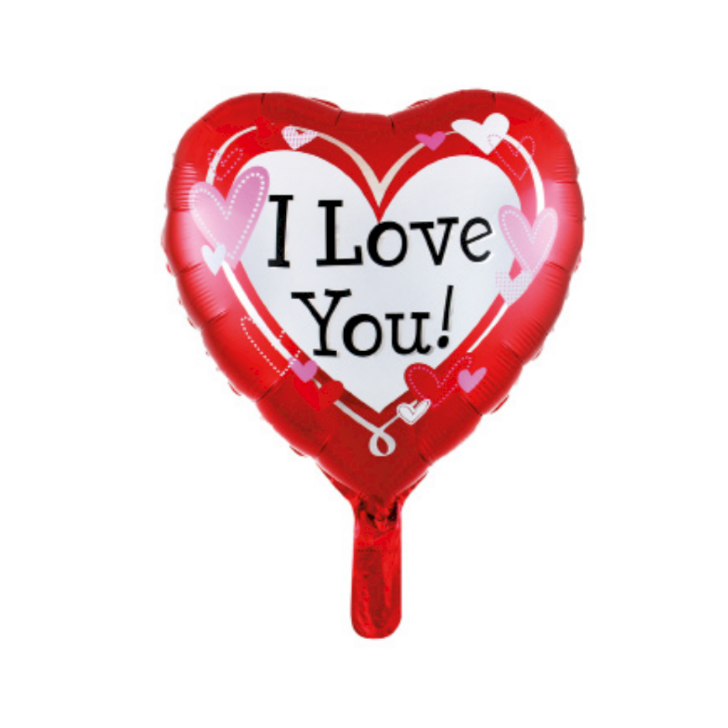 BALAO METALIZADO ESPECIAL 45CM I LOVE YOU VERMELHO/BRANCO