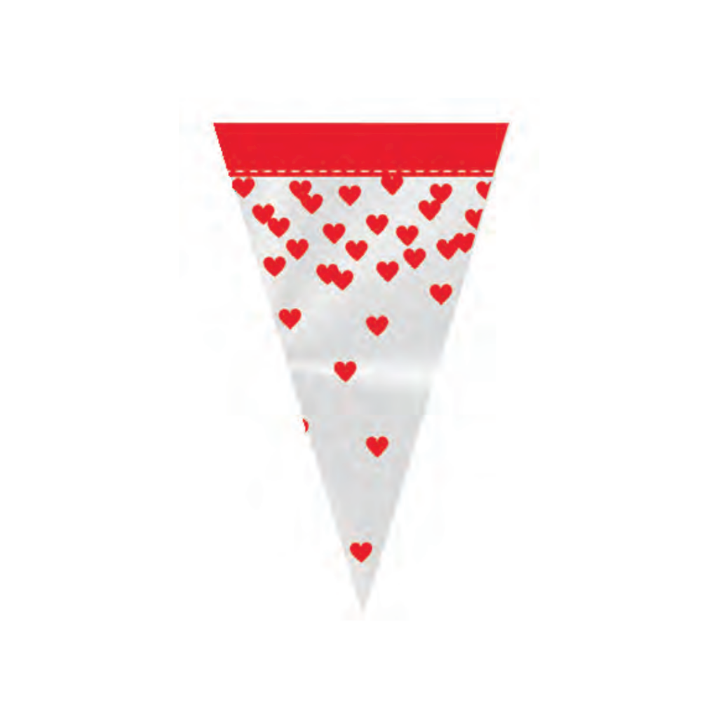 SACO CONE DECORADO CORACOES 18X30