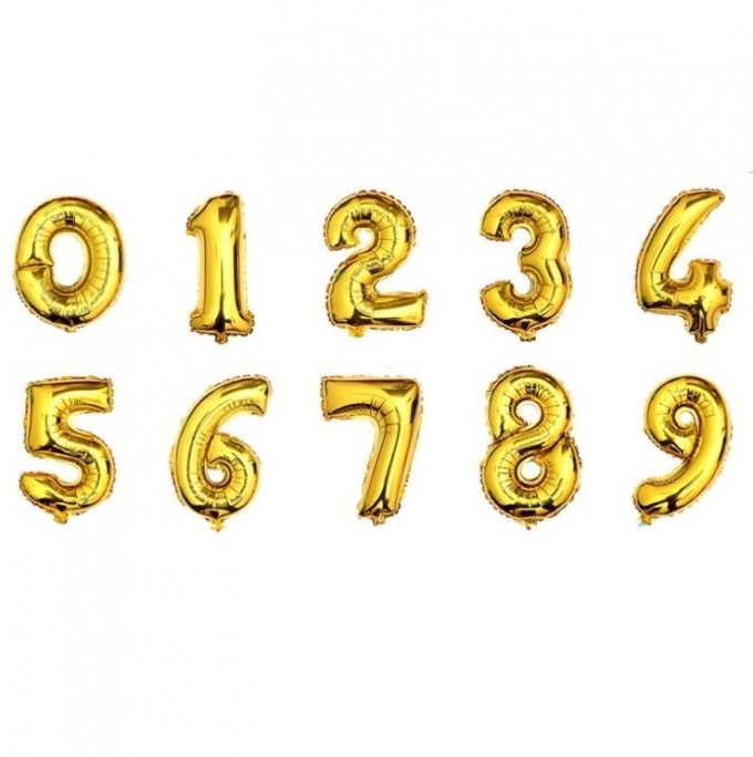 BALAO METALIZADO NUMERAL OURO 40CM
