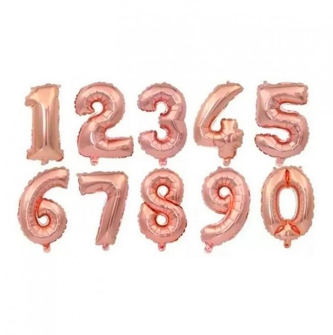 BALAO METALIZADO NUMERAL ROSEGOLD 40CM