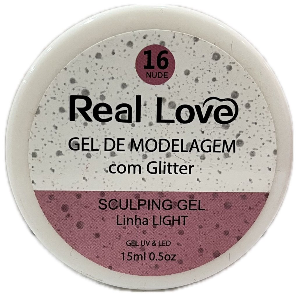 Real Love Gel Alongamento com Glítter cor Nude 16 15ml