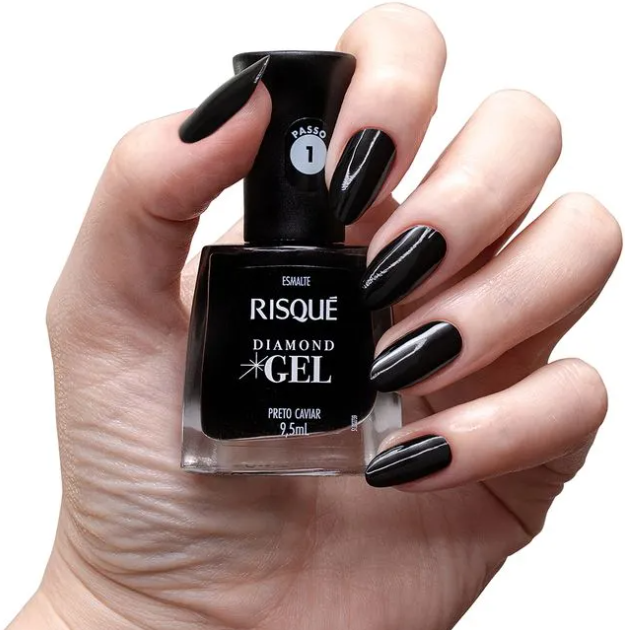 Esmalte Risqué Gel Diamond Preto Caviar