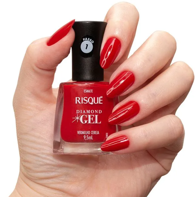 Esmalte Risqué Gel Diamond Vermelho Cereja