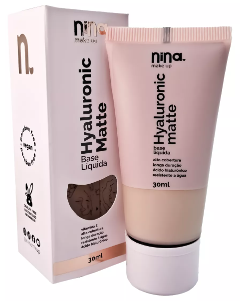 Base Nina Líquida Hyaluronic Matte Alta Cobertura 30ml
