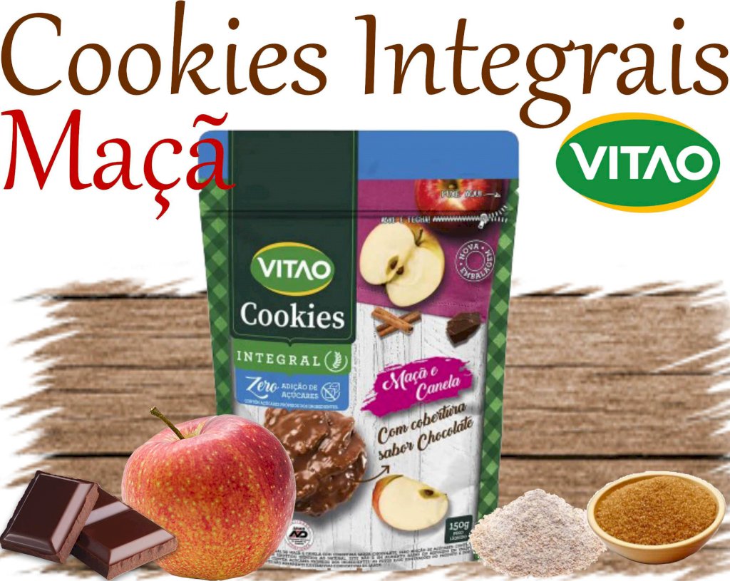 Cookies integrais maçã e chocolate sem açucar