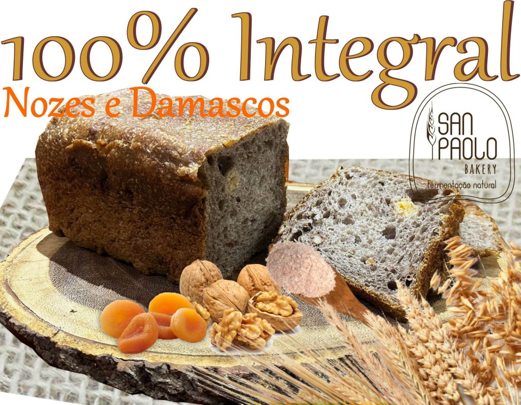 Pão 100% integral Nozes e Damascos