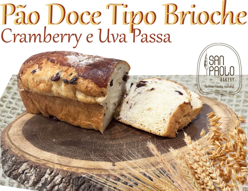 Pão Doce Brioche Cramberry e Passas
