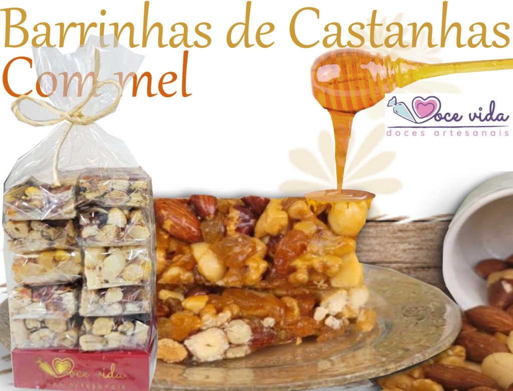 Barrinhas pequenas castanhas com mel