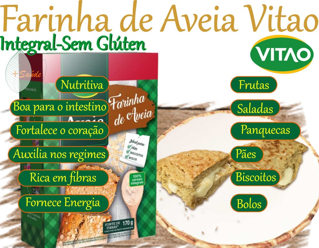 Farinha de aveia sem glúten  integral Vitao