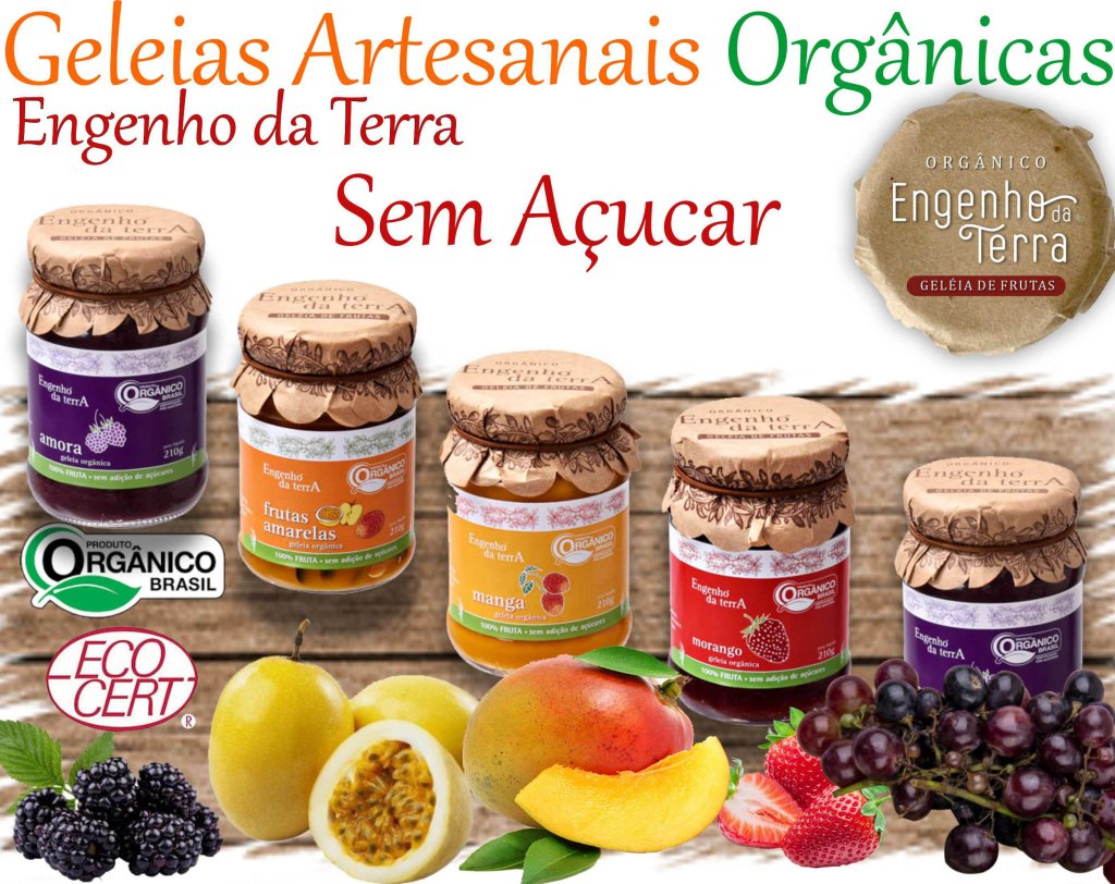 Geleias orgânicas sem açucar Engenho da Terra