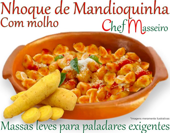 Nhoque mandioquinha pronto com molho