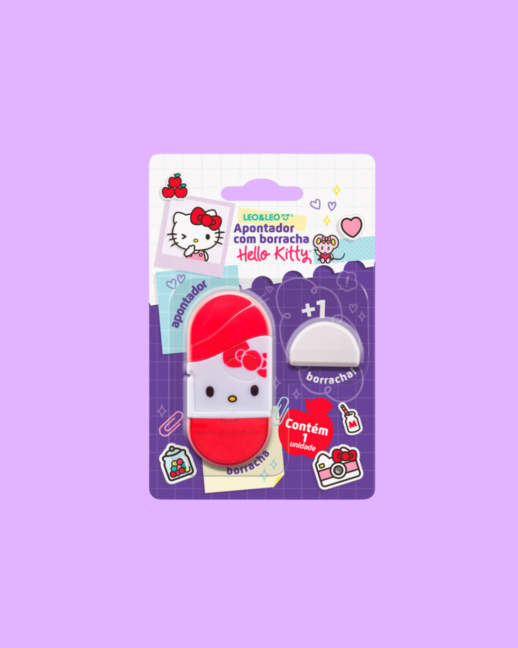 APONTADOR C/ DEPOSITO E BORRACHA HELLO KITTY LEO&LEO	