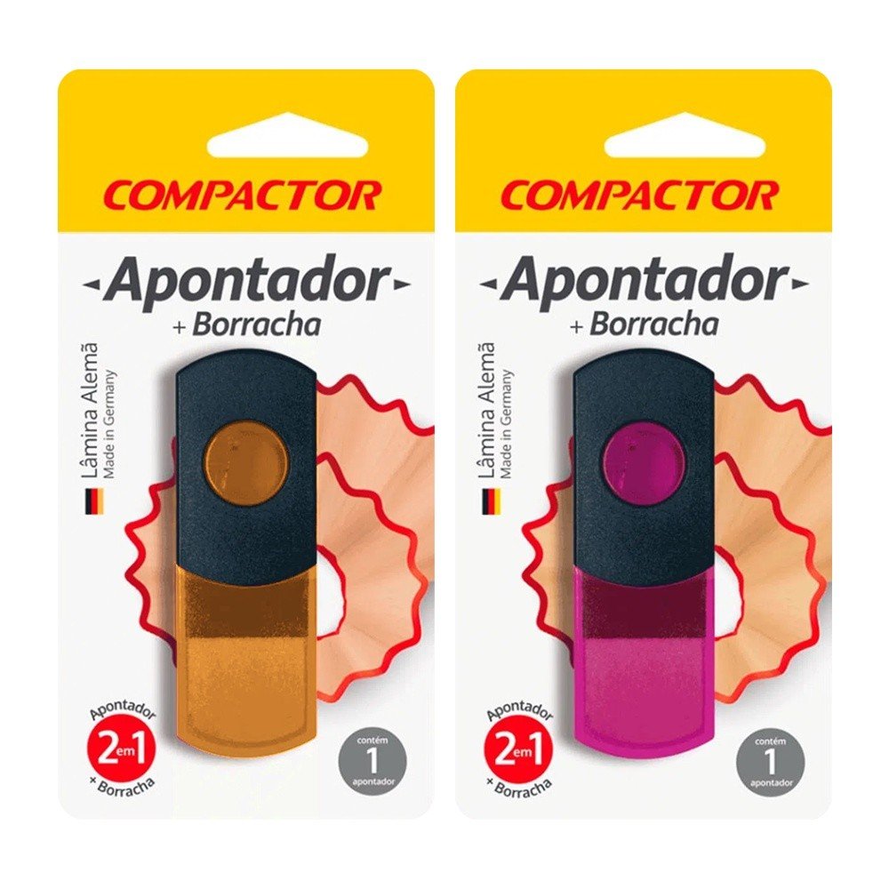 APONTADOR E BORRACHA 2 EM 1 BLISTER COMPACTOR	