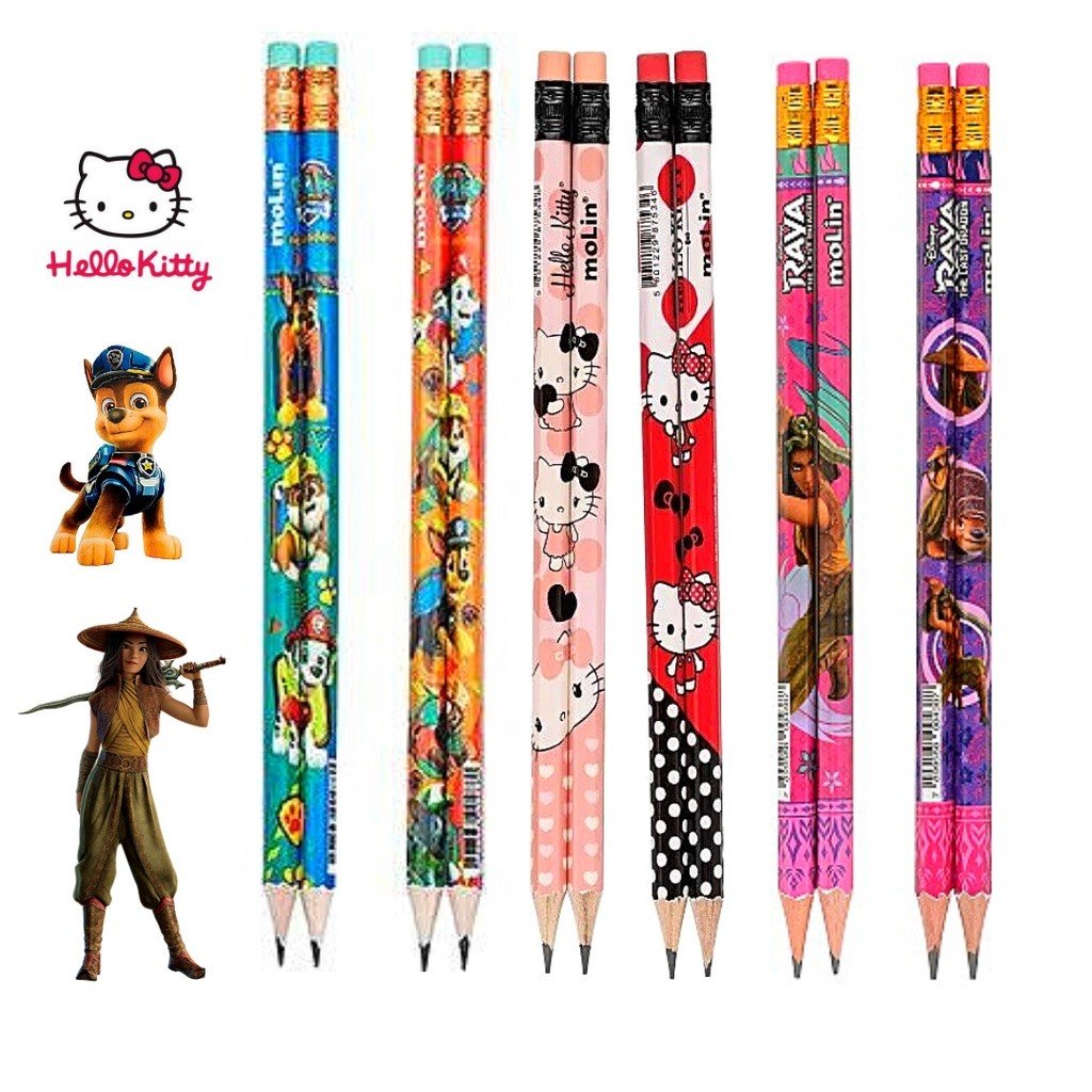 LAPIS DE ESCREVER COM BORRACHA PERSONAGENS MOLIN	