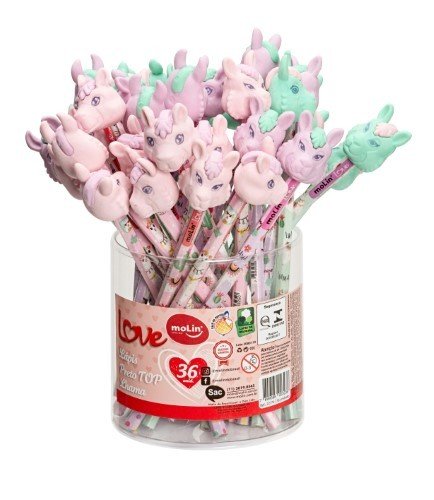 LAPIS DE ESCREVER PONTEIRA BORRACHA LHAMA LOVE HB MOLIN	