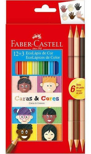 ECOLAPIS 12+3 CARAS E CORES FABER CASTELL	