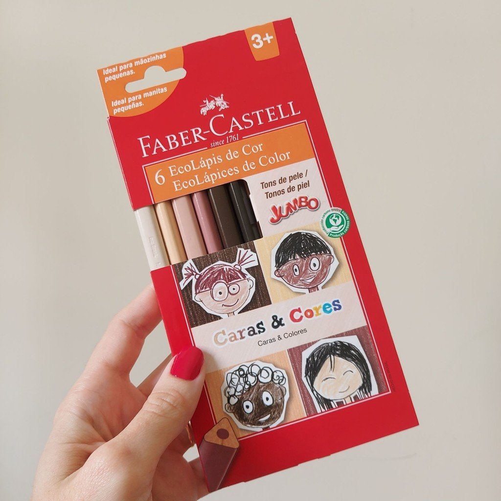 ECOLAPIS DE COR JUMBO CARAS E CORES 6 TONS DE PELE FABER CASTELL	