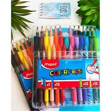 KIT COM GIZ DE CERA + LAPIS DE COR + HIDROCOR + APONTADOR COLOR PEPS MAPED	