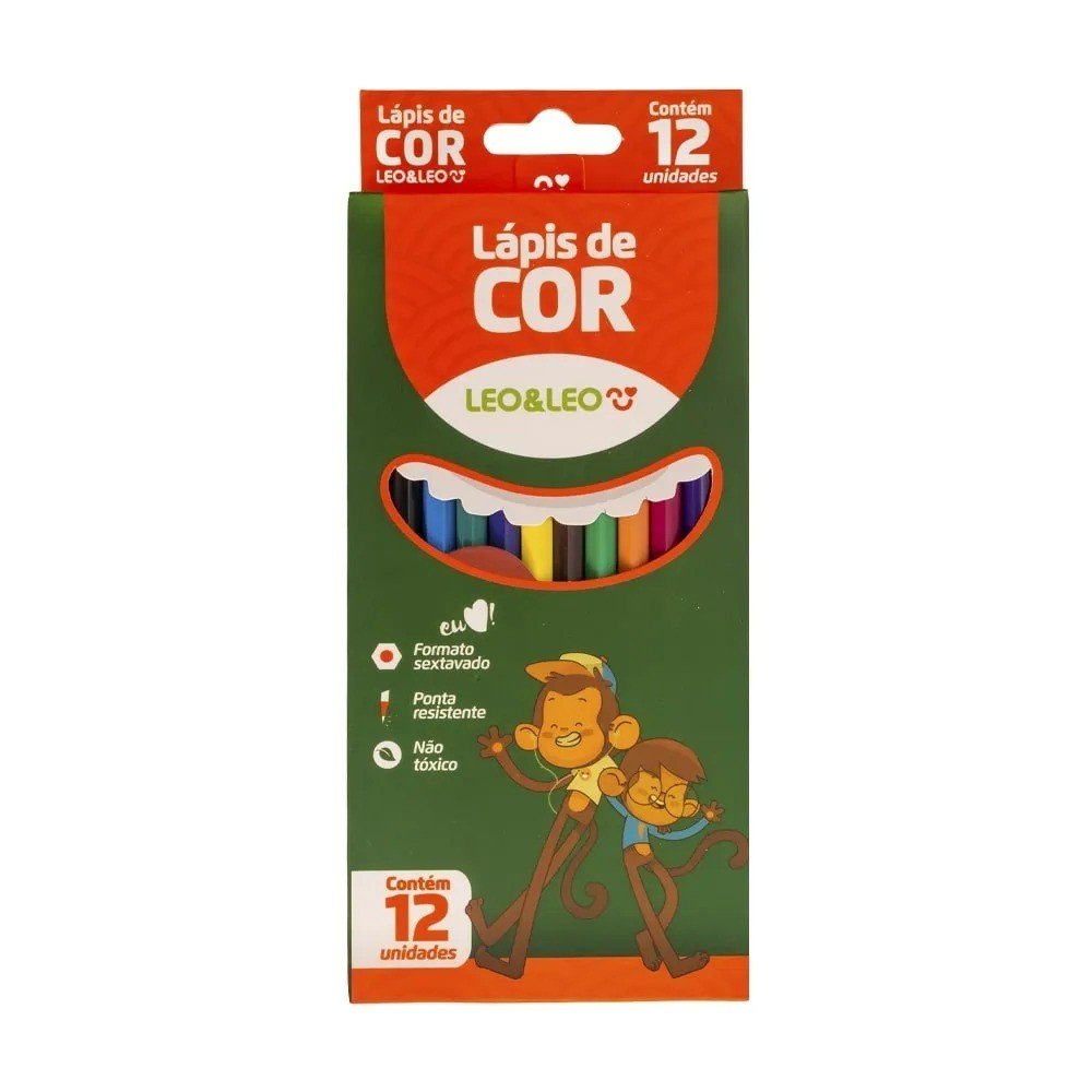 LAPIS 12 CORES MEIO RESINA SEXTAVADO LEOELEO	