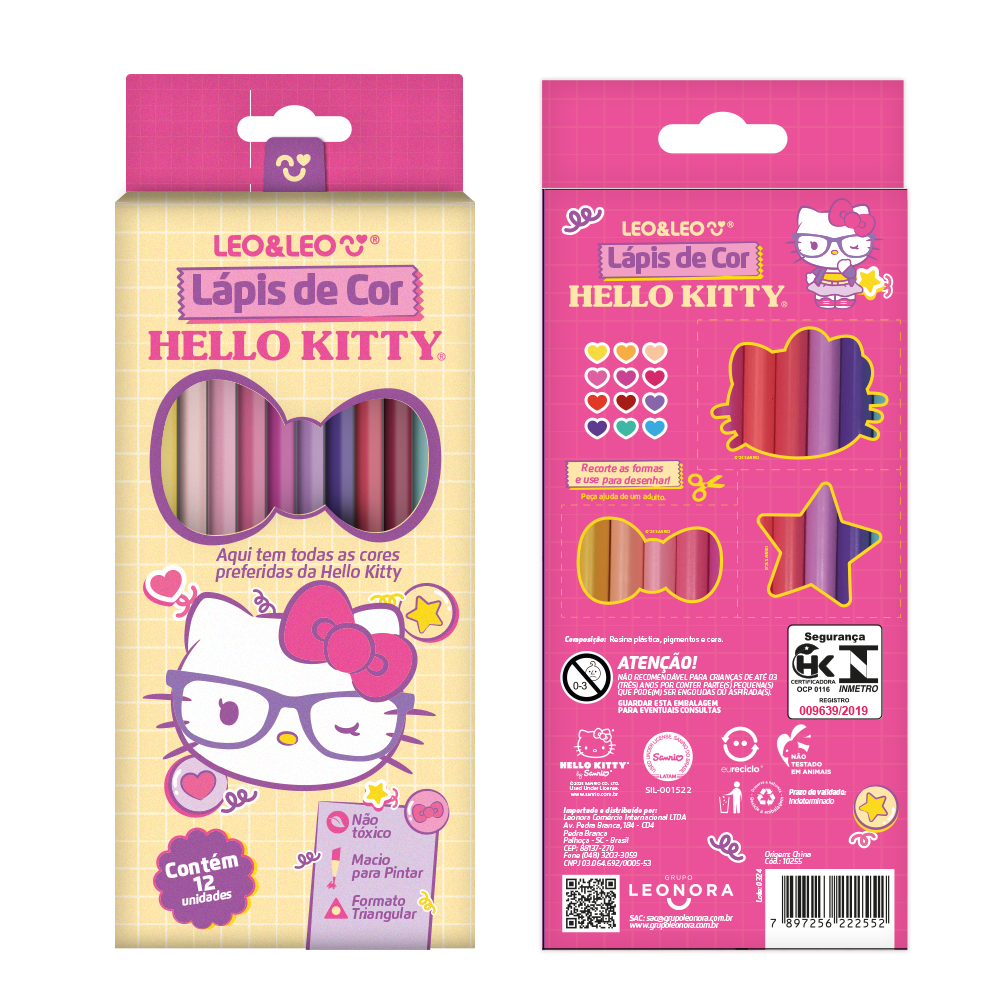 LAPIS DE COR HELLO KITTY 12 CORES TRIANGULAR LEO&LEO	