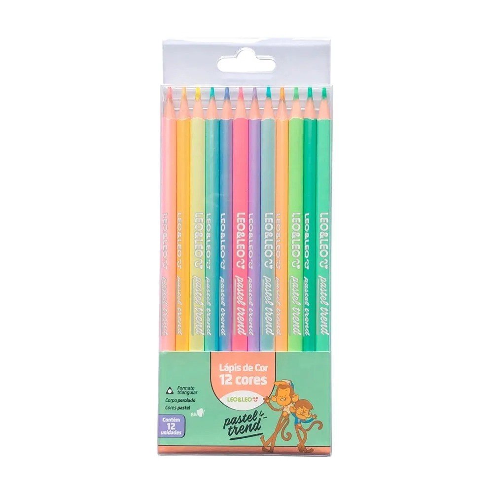 LAPIS DE COR 12 CORES PASTEL TREND LEOELEO	