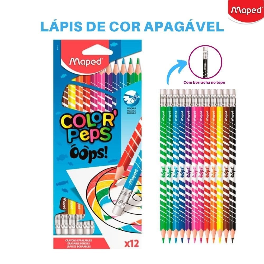LAPIS DE COR APAGAVEL C/12UN COLOR PEPS MAPED	