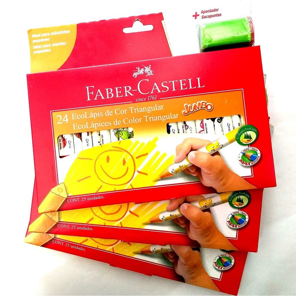LAPIS DE COR ECOLAPIS JUMBO 24 CORES FABER CASTELL	