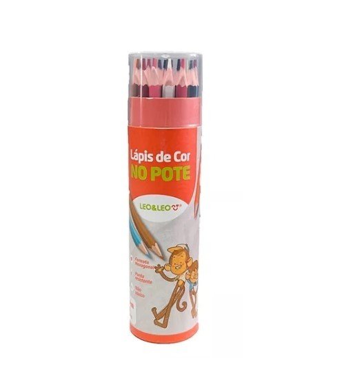 LAPIS DE COR NO POTE 24 CORES REDONDO LEOELEO	