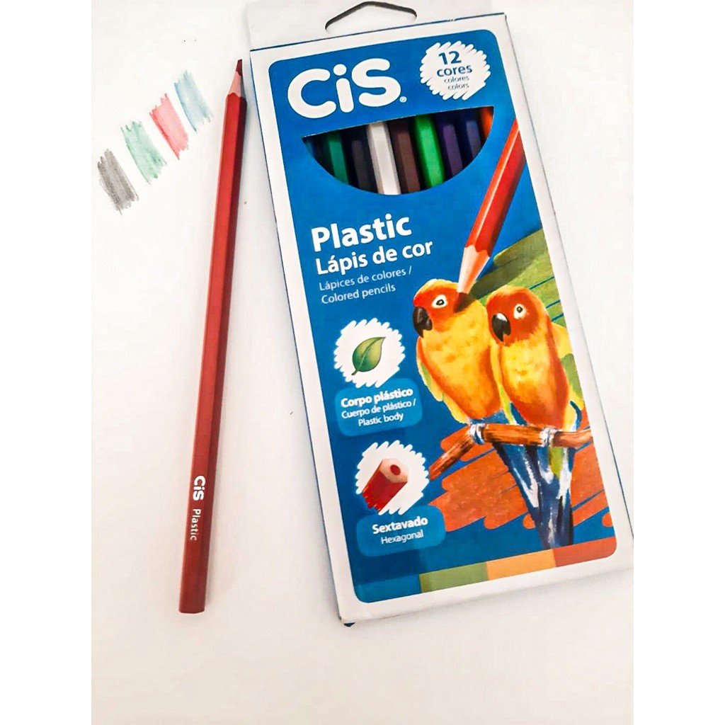 LAPIS DE COR PLASTIC COM 12 CORES CIS	