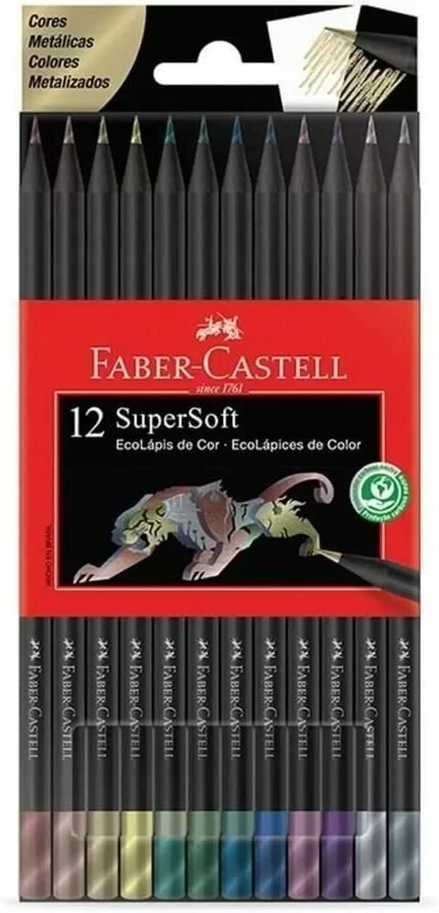 LAPIS DE COR SUPERSOFT 12 CORES METALICAS FABER CASTELL	