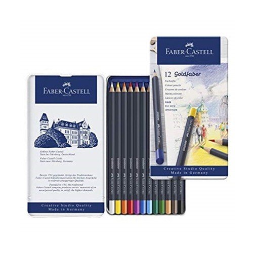LAPIS GOLDFABER ESTOJO METALICO 12 CORES FABER CASTELL	
