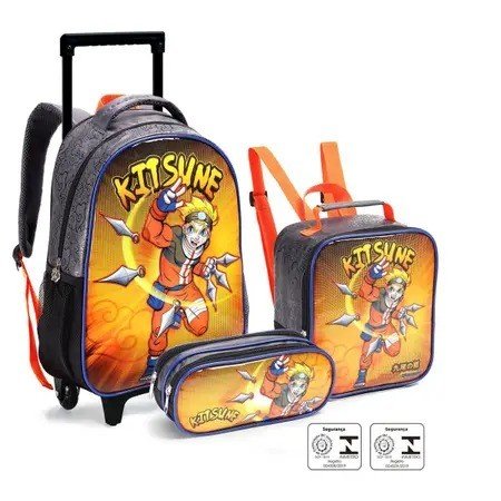 KIT MOCHILA + LANCHEIRA INFANTIL NARUTO SEANITE	