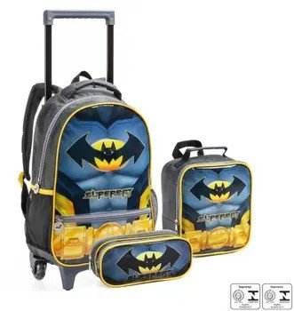KIT MOCHILA C/ RODINHAS SUPER BAT SEANITE	