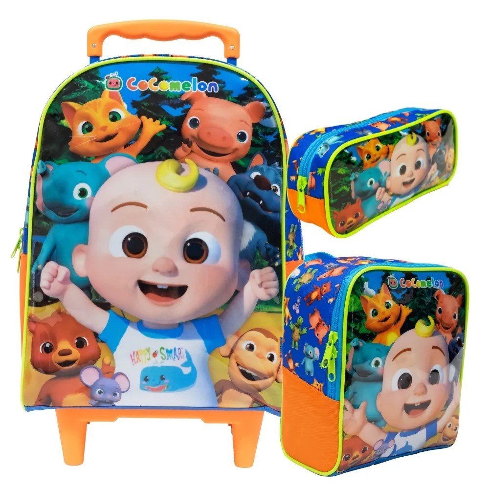 	MOCHILA C/RODINHAS & LANCHEIRA COCOMELON XERYUS